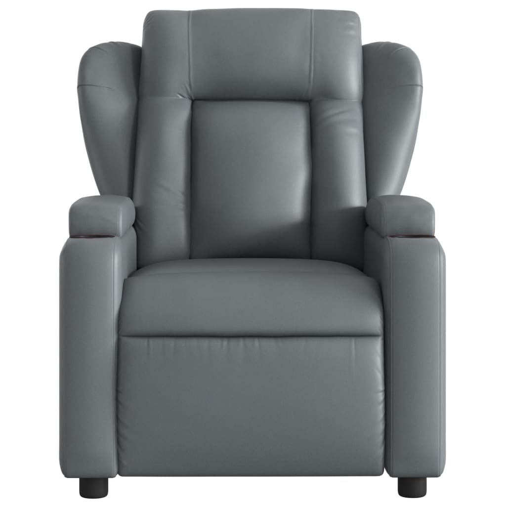 Fauteuil verstelbaar elektrisch kunstleer grijs