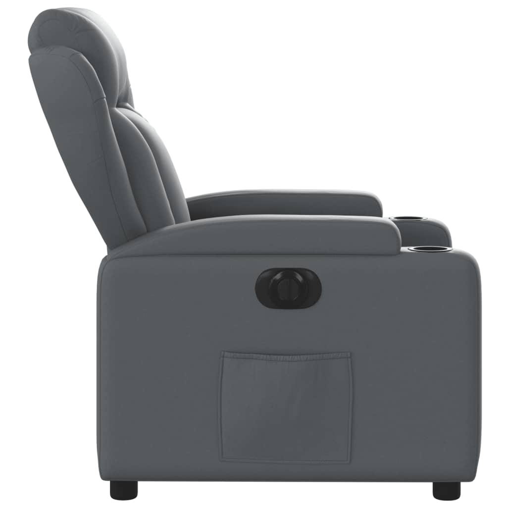 Fauteuil verstelbaar elektrisch kunstleer grijs