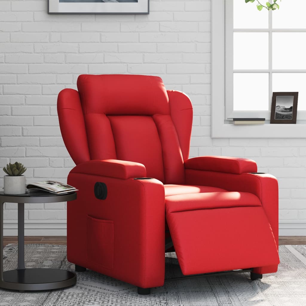 Fauteuil verstelbaar elektrisch kunstleer rood