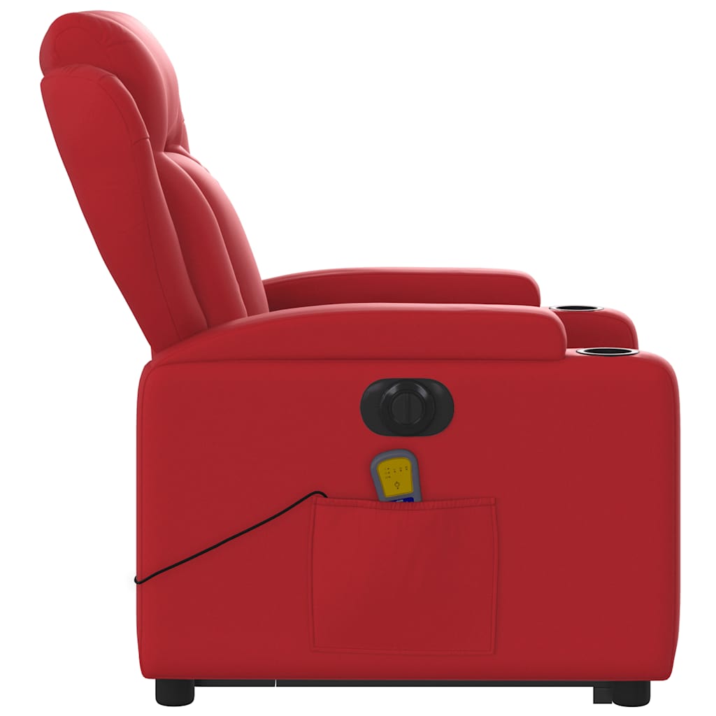 Sta-op-massagestoel elektrisch kunstleer rood