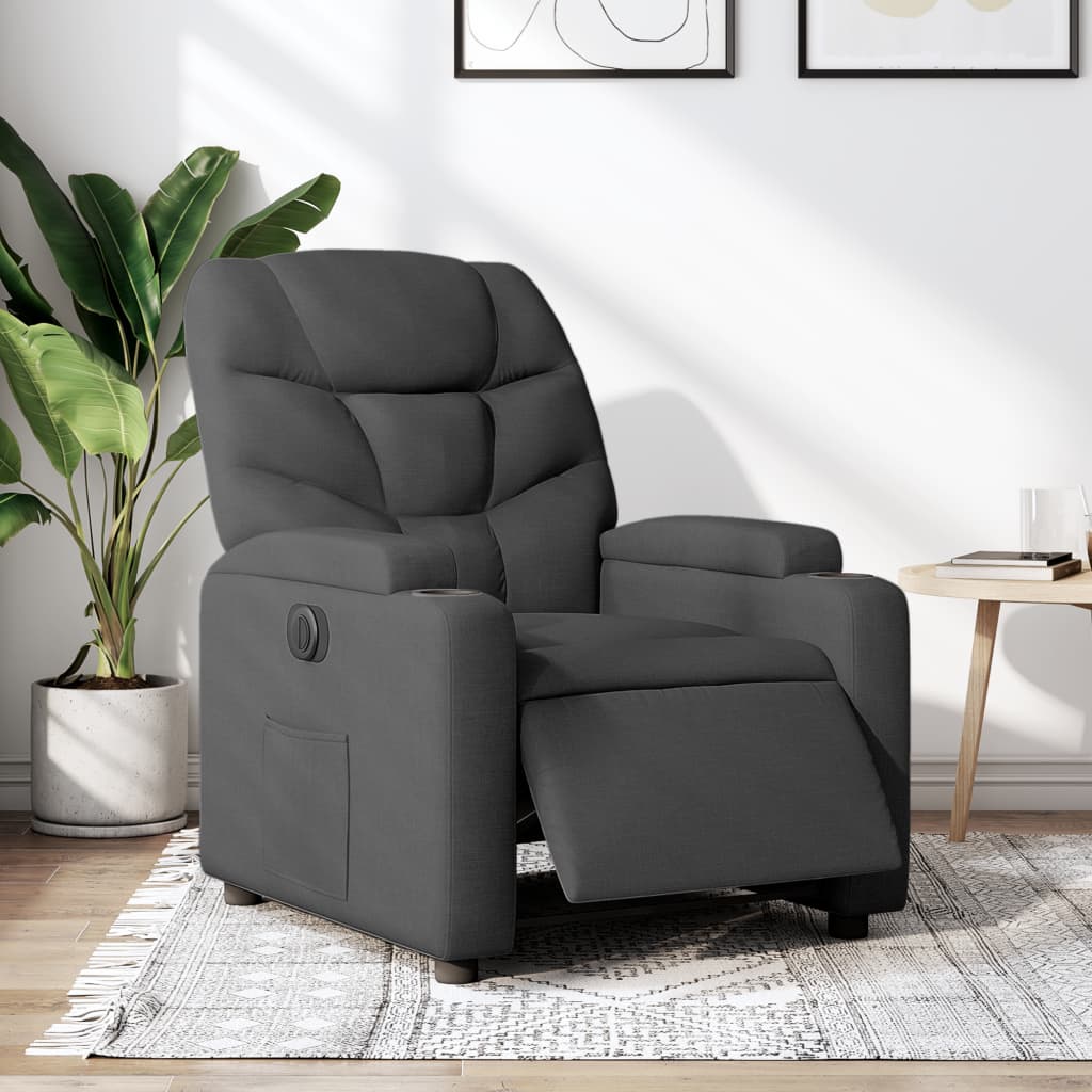 Fauteuil elektrisch verstelbaar stof donkergrijs