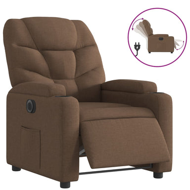 Fauteuil verstelbaar elektrisch stof bruin