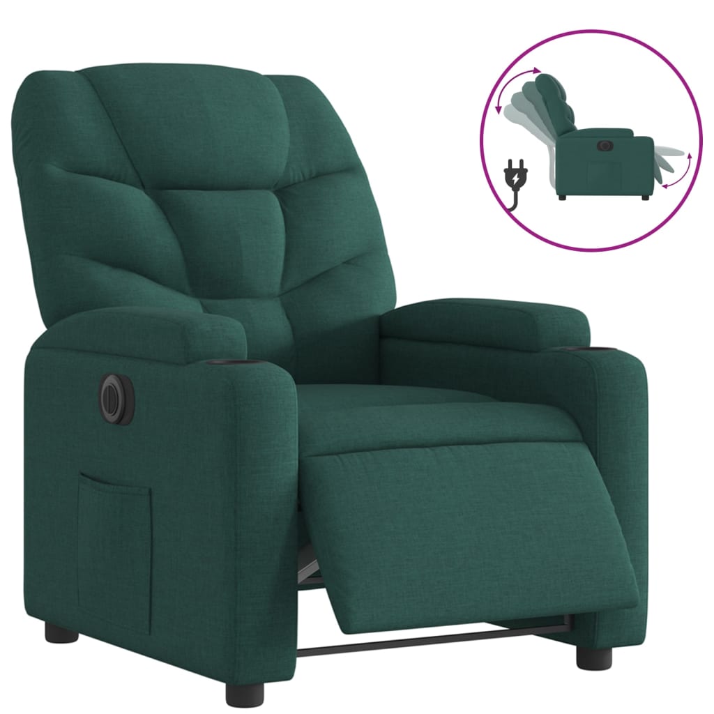 Fauteuil verstelbaar elektrisch stof donkergroen