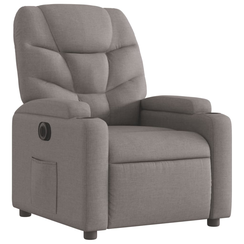 Fauteuil verstelbaar elektrisch stof taupe