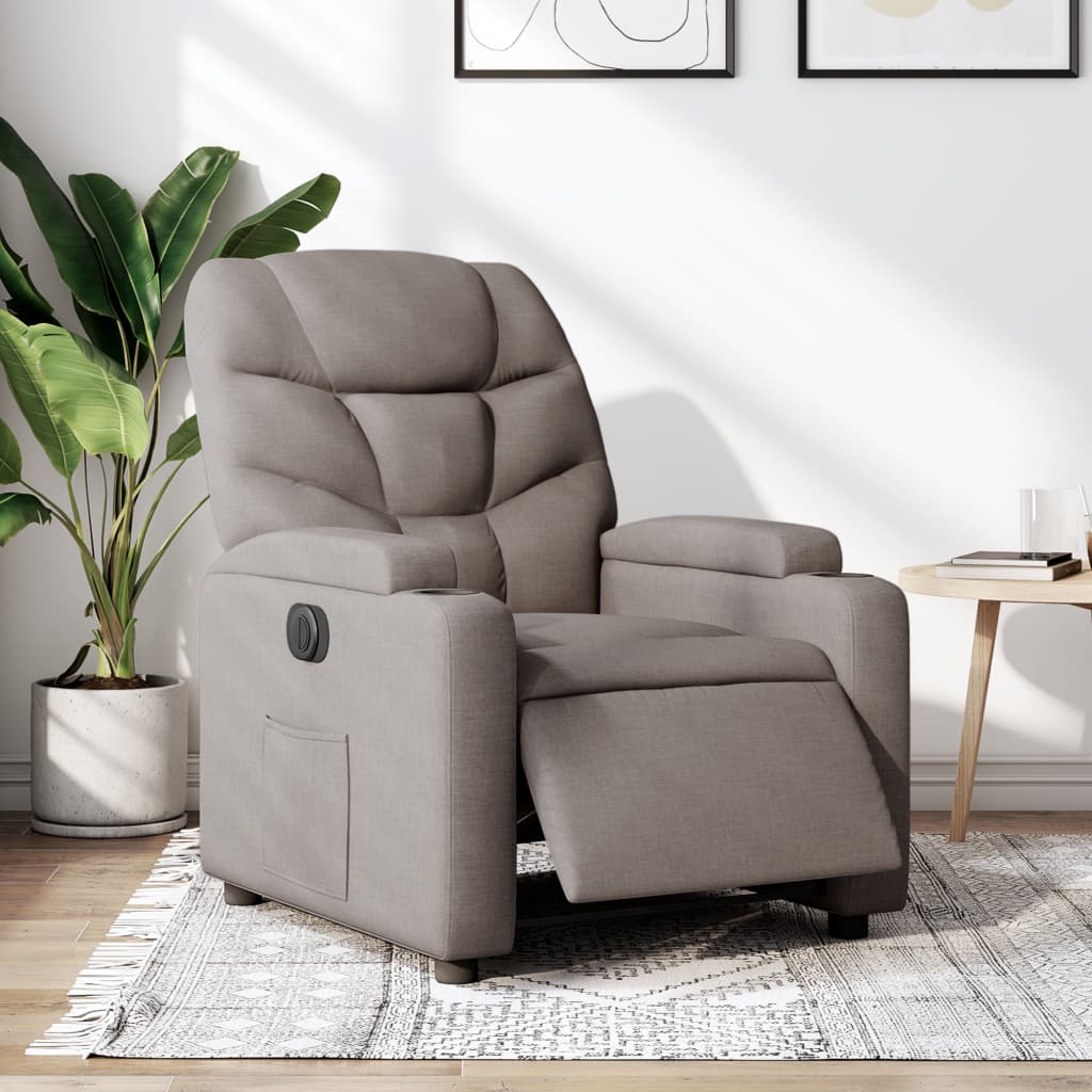 Fauteuil verstelbaar elektrisch stof taupe