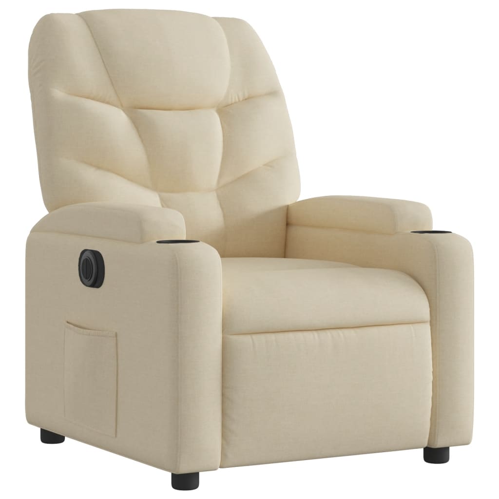 Fauteuil verstelbaar elektrisch stof crèmekleurig
