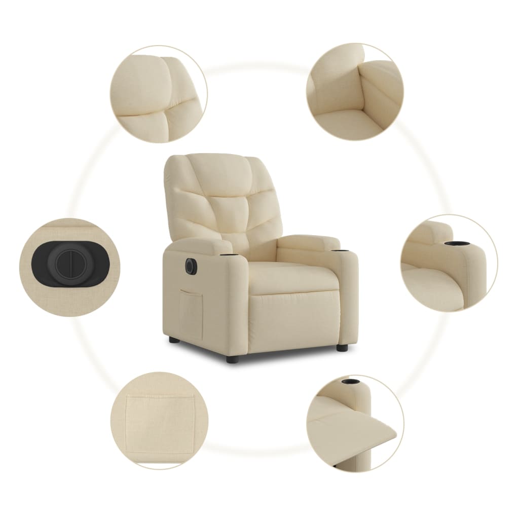 Fauteuil verstelbaar elektrisch stof crèmekleurig
