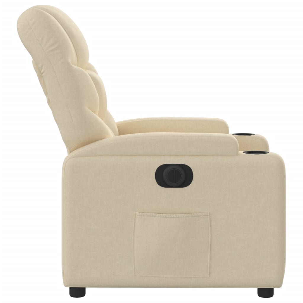 Fauteuil verstelbaar elektrisch stof crèmekleurig