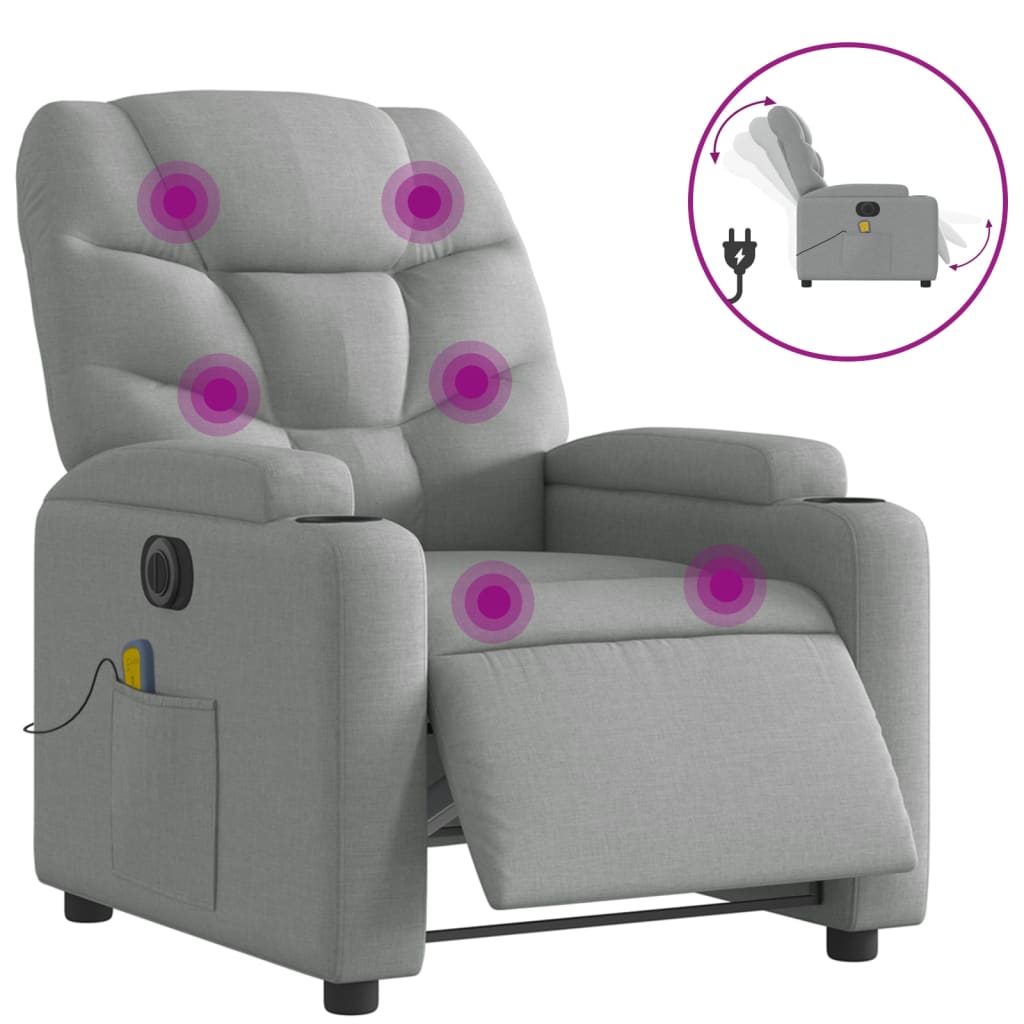 Massagestoel elektrisch verstelbaar stof lichtgrijs