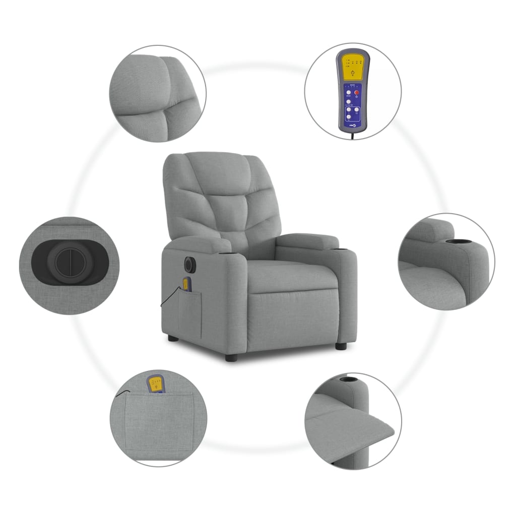 Massagestoel elektrisch verstelbaar stof lichtgrijs