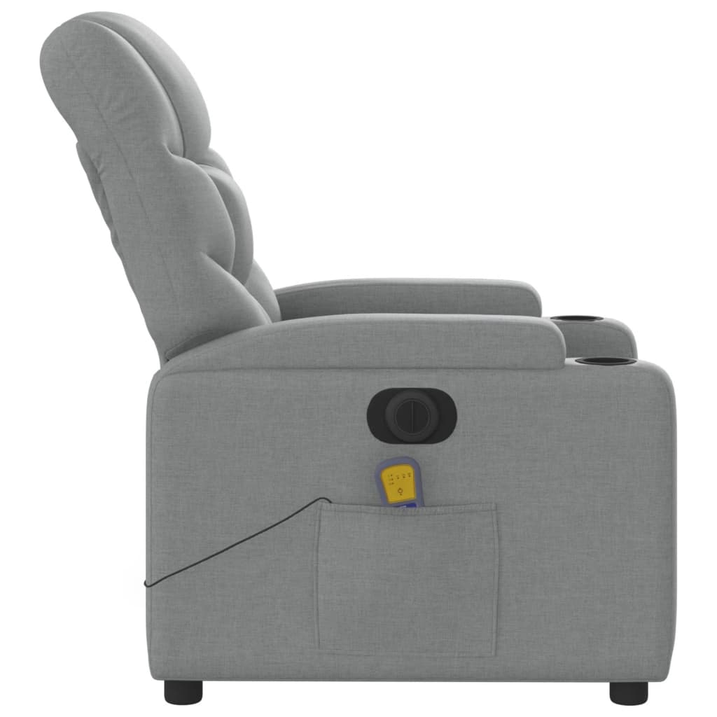 Massagestoel elektrisch verstelbaar stof lichtgrijs