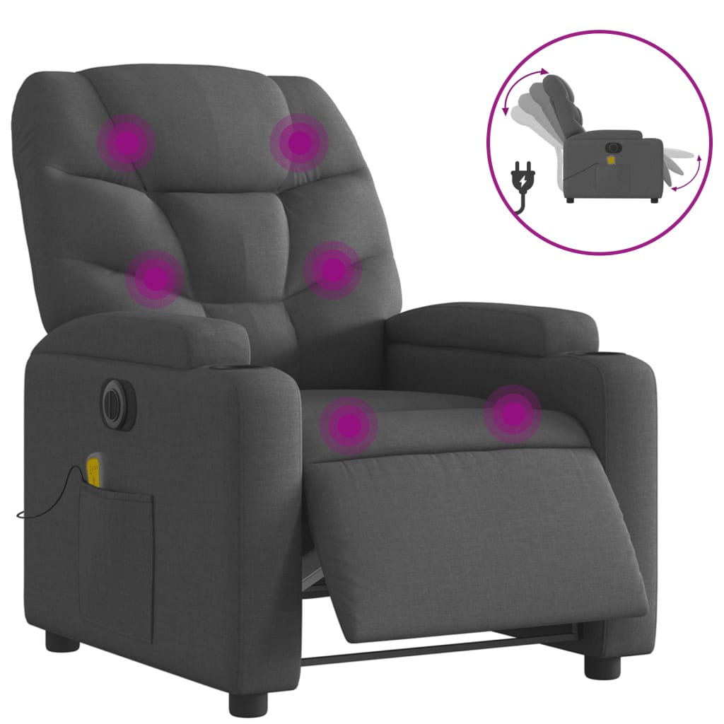 Massagestoel elektrisch verstelbaar stof donkergrijs