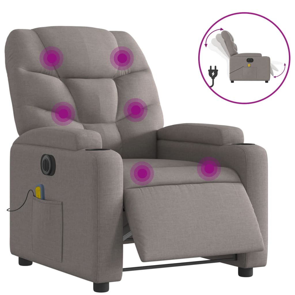 Massagestoel elektrisch verstelbaar stof taupe