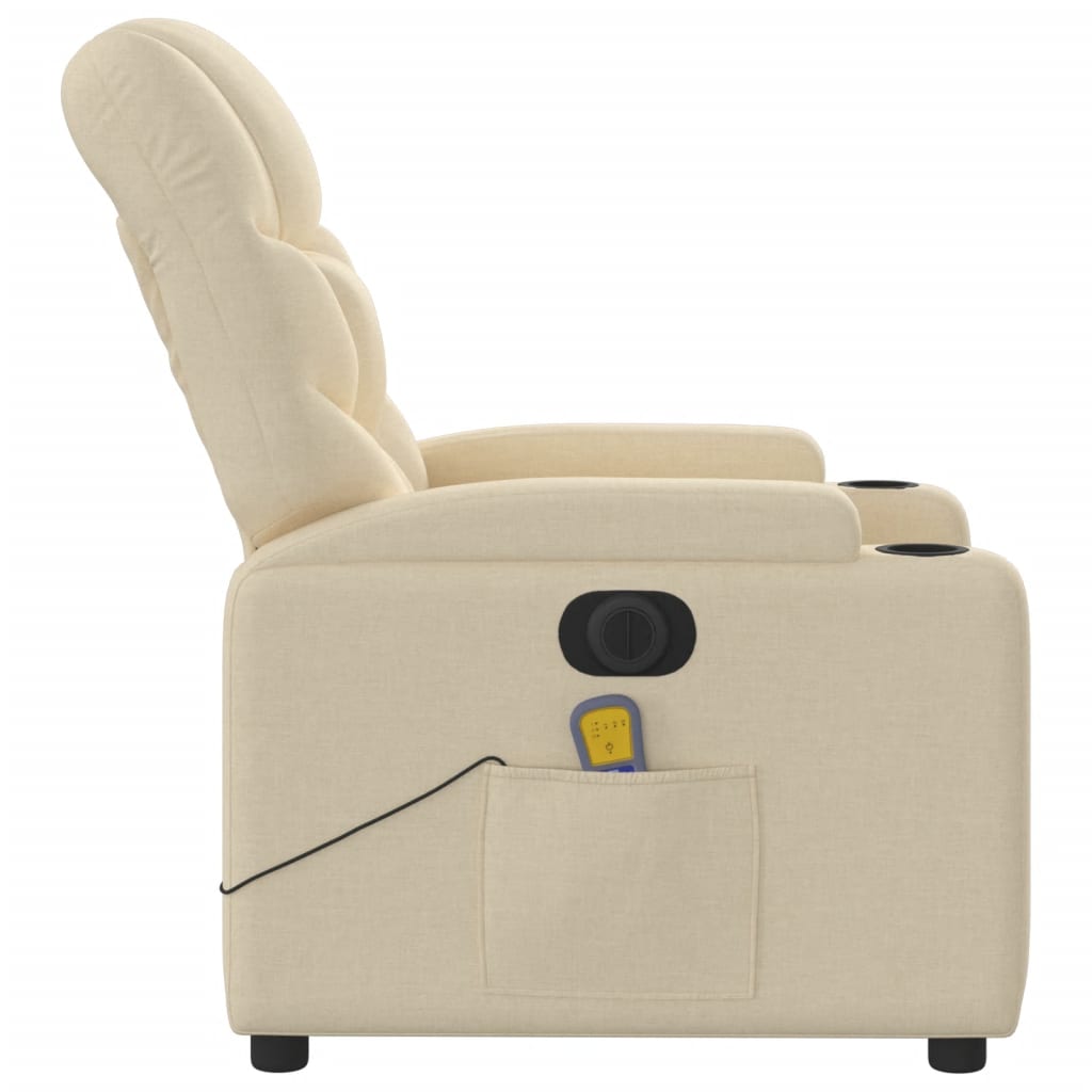 Massagestoel elektrisch verstelbaar stof crèmekleurig