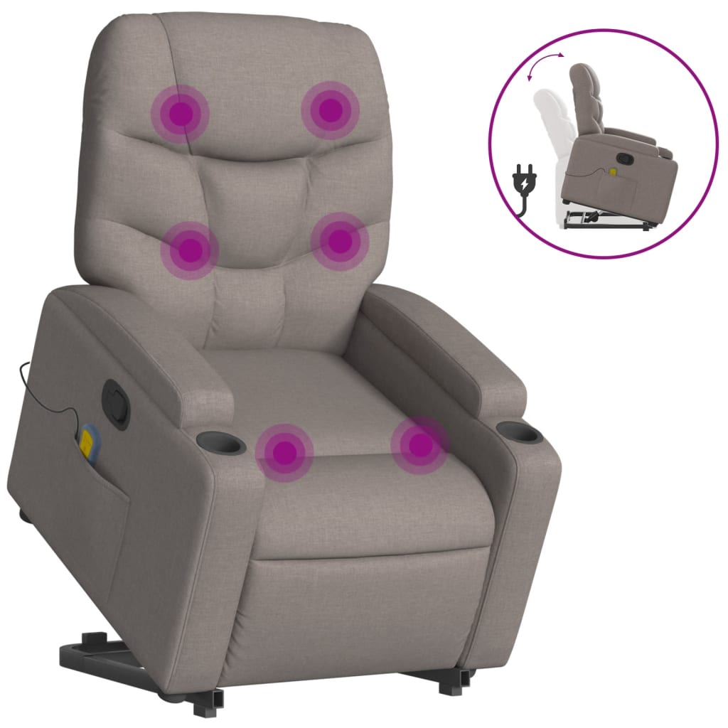 Sta-op-massagestoel verstelbaar stof taupe