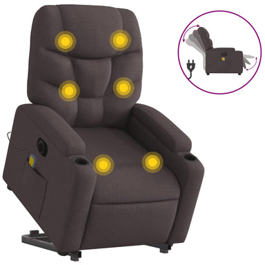 Sta-op-massagestoel elektrisch verstelbaar stof donkerbruin