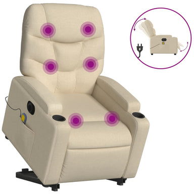 Sta-op-massagestoel elektrisch verstelbaar stof crèmekleurig