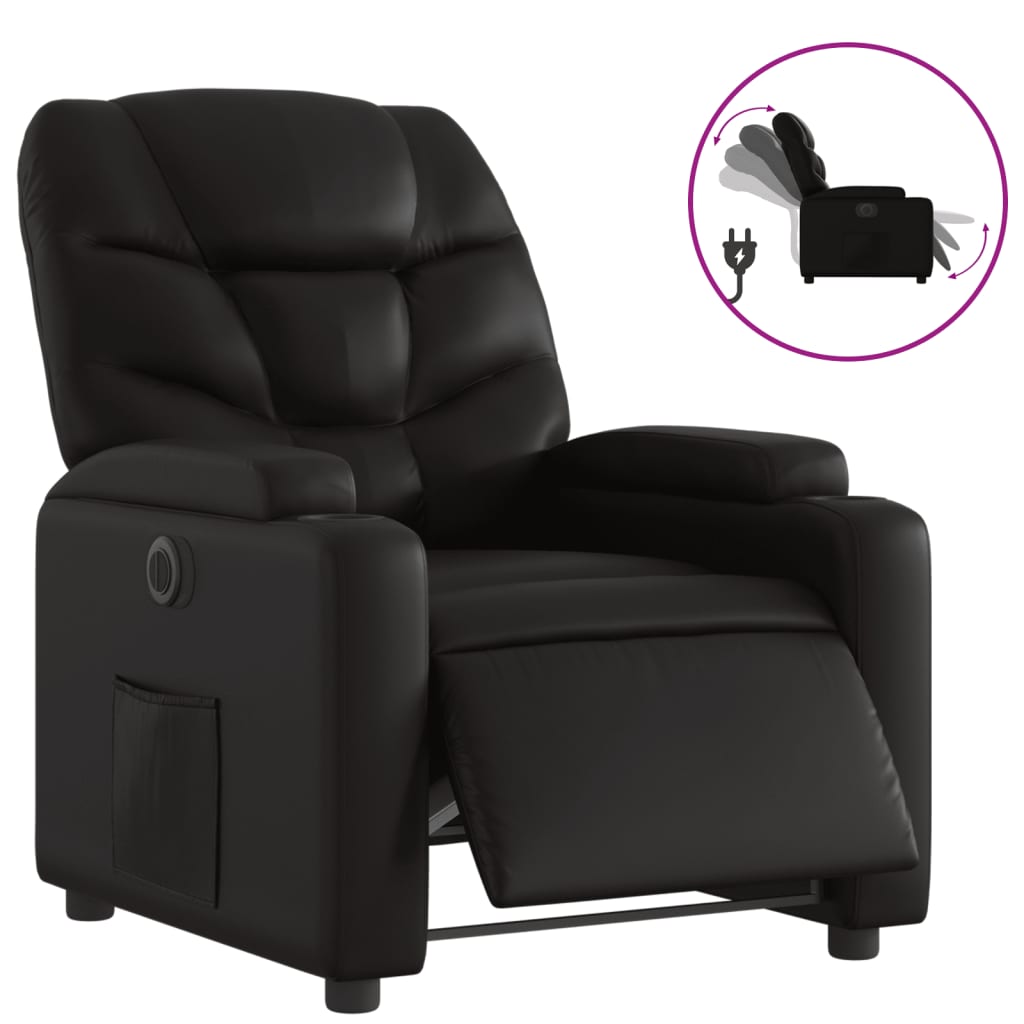 Fauteuil elektrisch verstelbaar kunstleer zwart