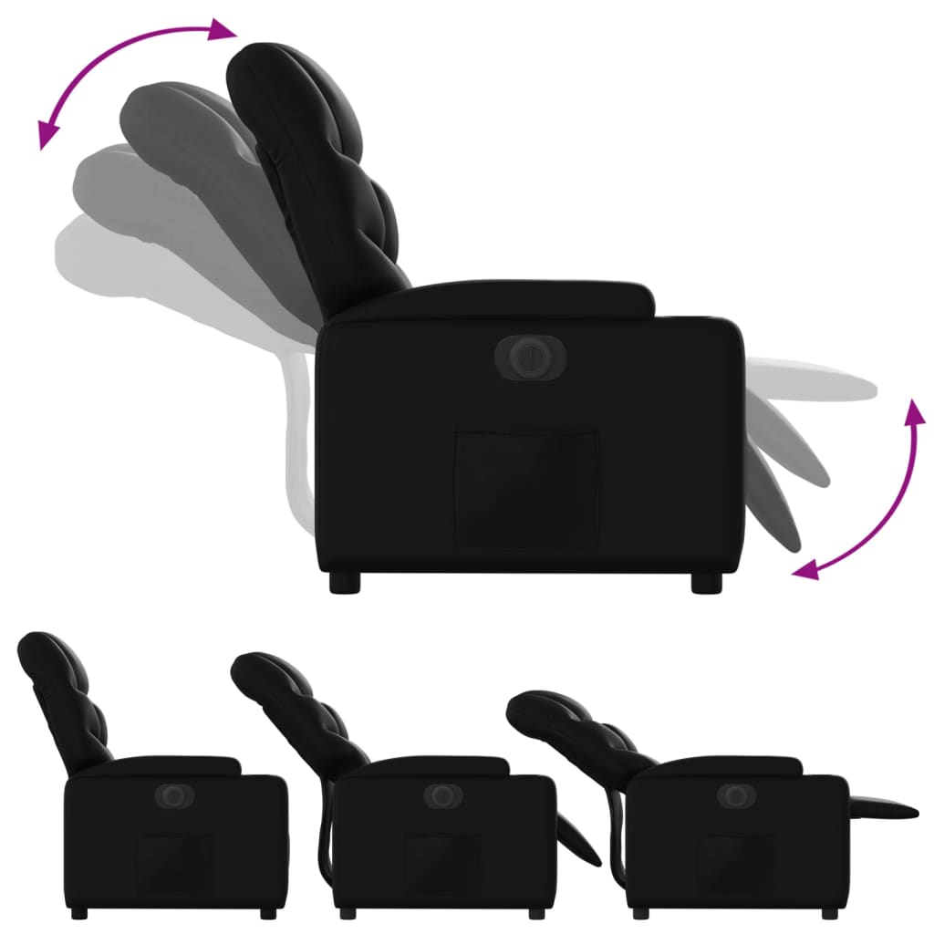 Fauteuil elektrisch verstelbaar kunstleer zwart