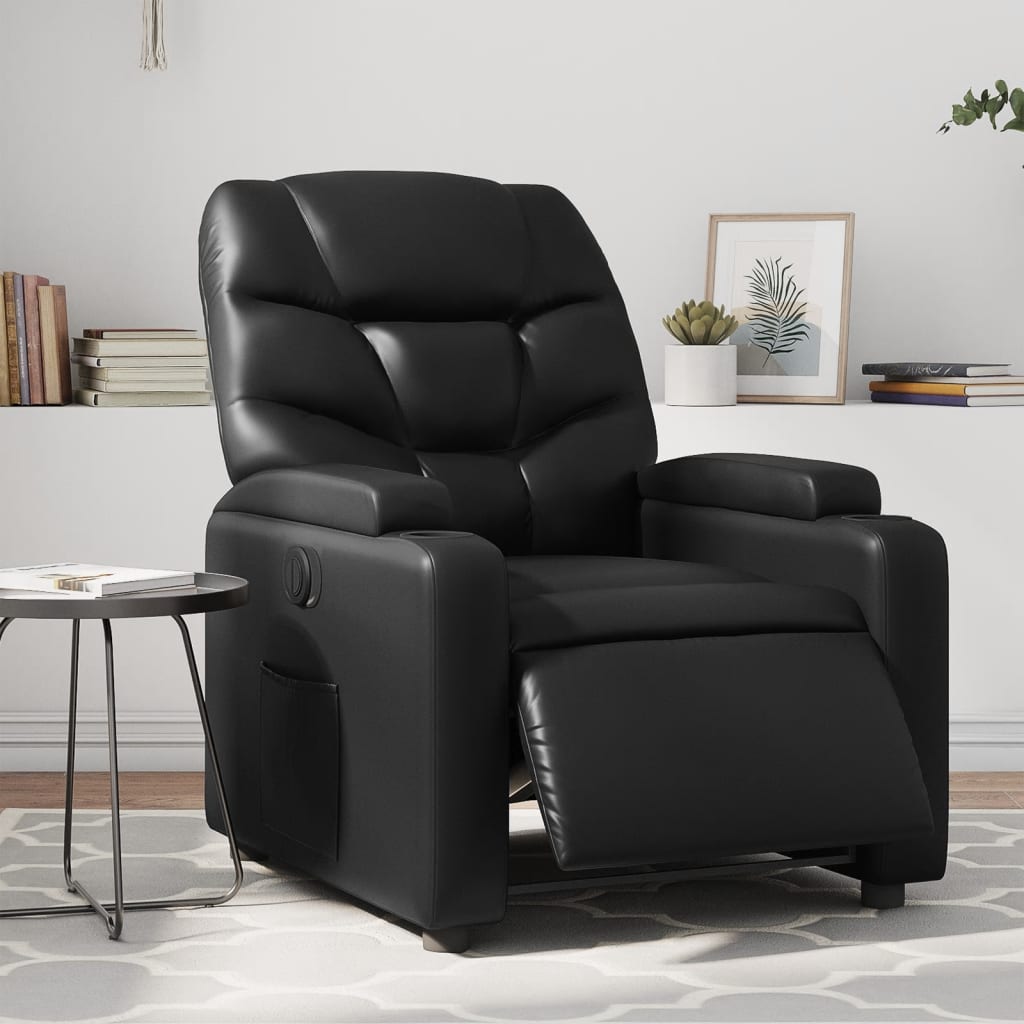 Fauteuil elektrisch verstelbaar kunstleer zwart