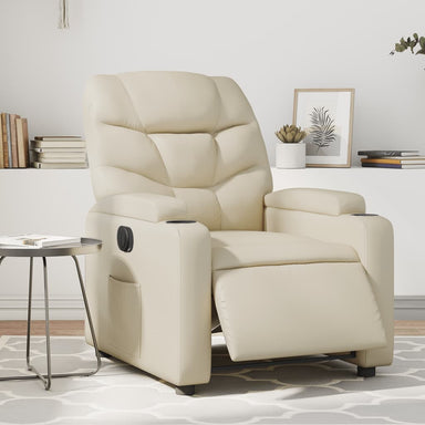 Fauteuil elektrisch verstelbaar kunstleer crèmekleurig