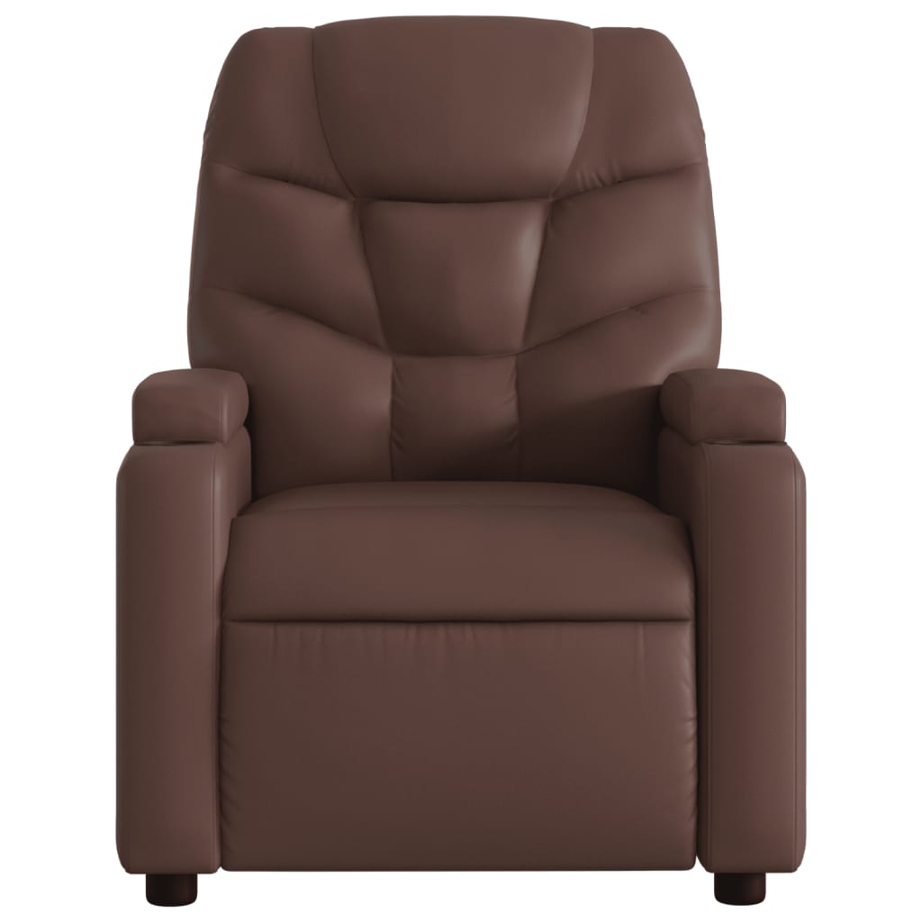 Fauteuil verstelbaar elektrisch kunstleer bruin