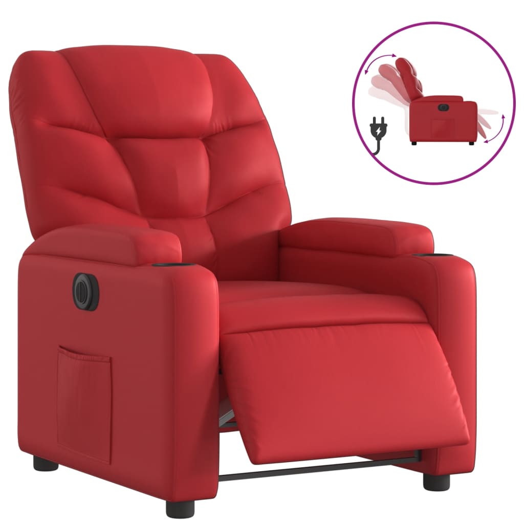 Fauteuil verstelbaar elektrisch kunstleer rood