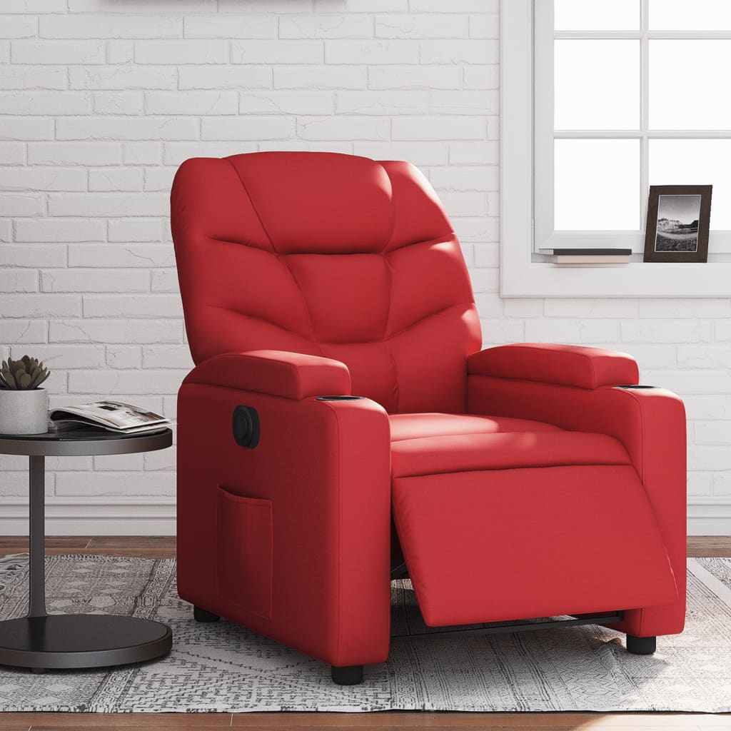 Fauteuil verstelbaar elektrisch kunstleer rood