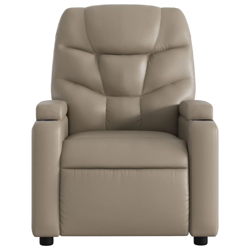Fauteuil verstelbaar elektrisch kunstleer cappuccinokleurig