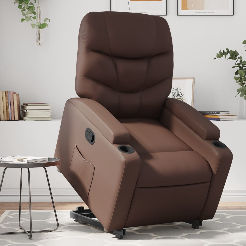 Sta-op-fauteuil verstelbaar kunstleer bruin