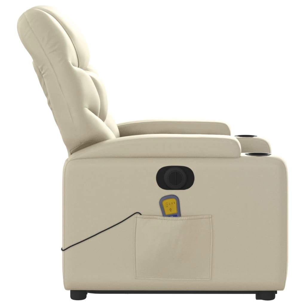Sta-op-massagestoel elektrisch kunstleer crèmekleurig