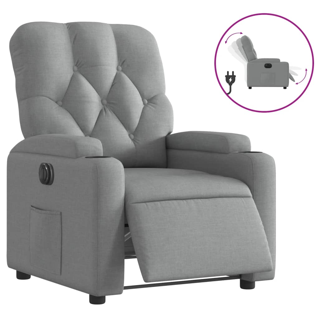 Fauteuil elektrisch verstelbaar stof lichtgrijs