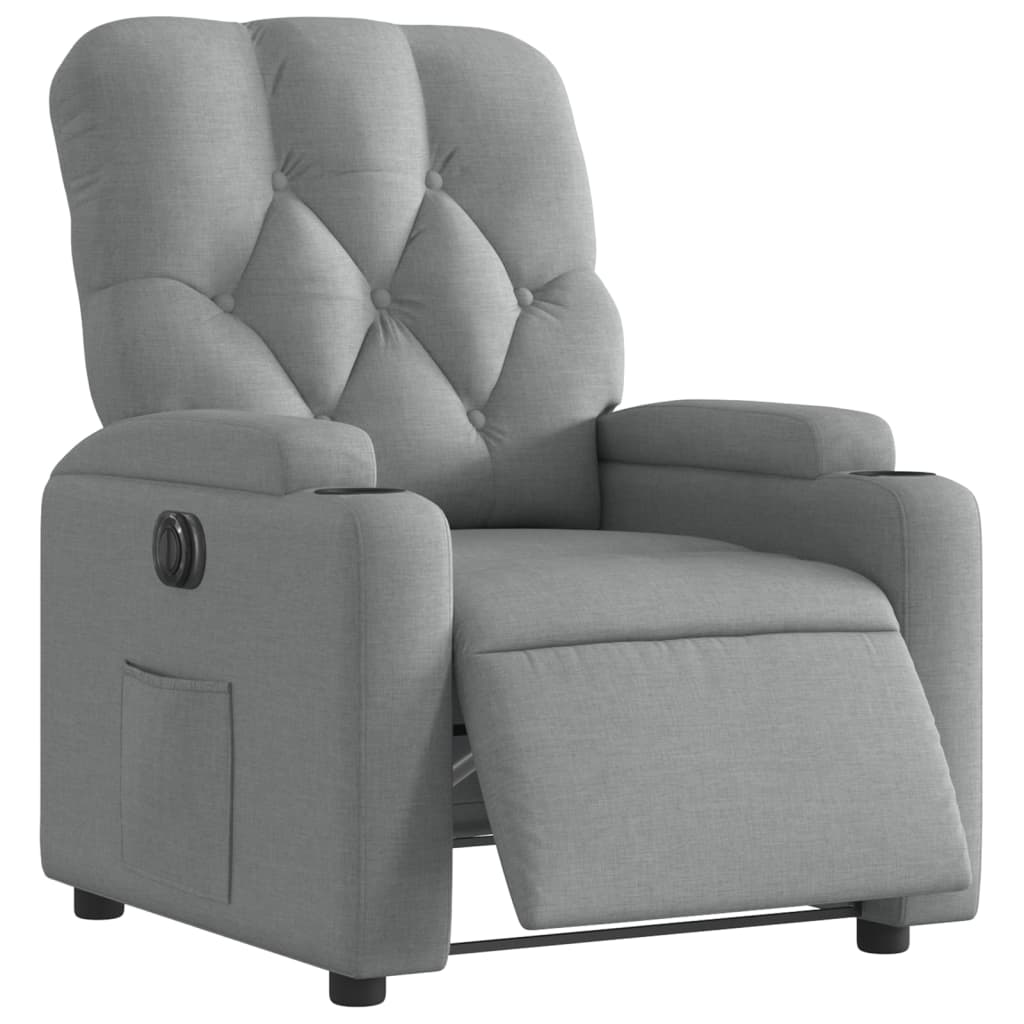 Fauteuil elektrisch verstelbaar stof lichtgrijs