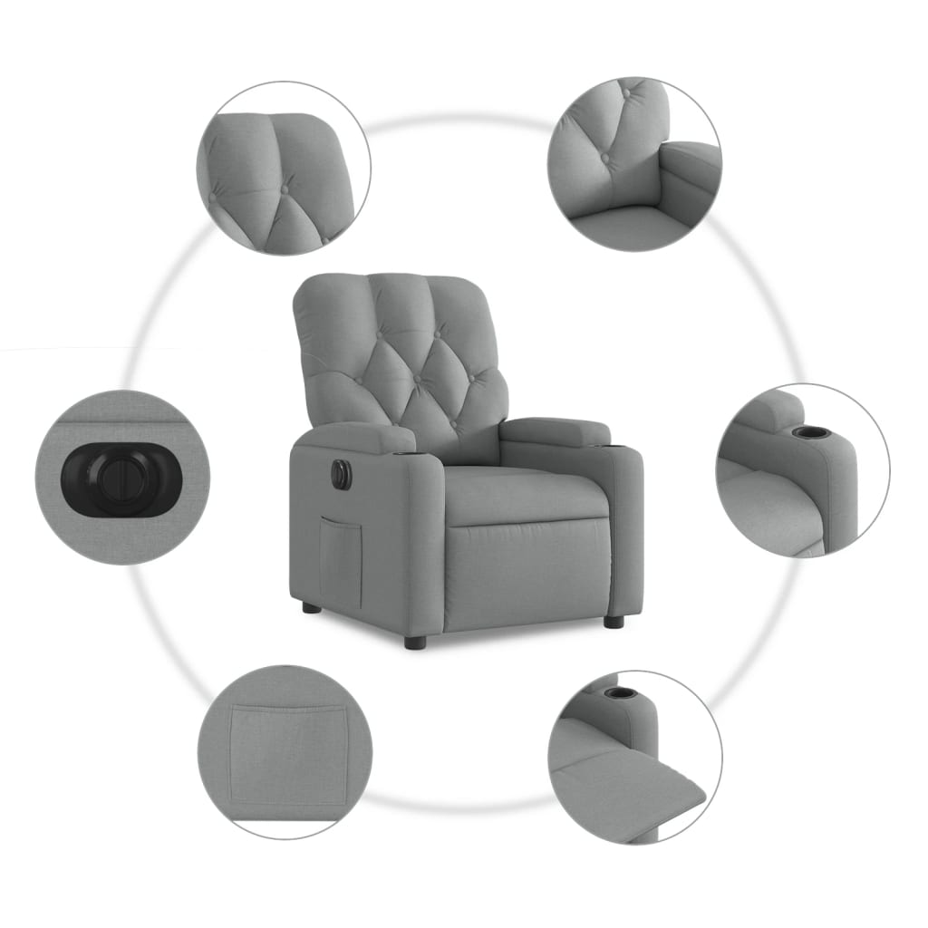 Fauteuil elektrisch verstelbaar stof lichtgrijs