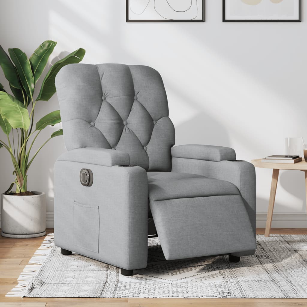 Fauteuil elektrisch verstelbaar stof lichtgrijs