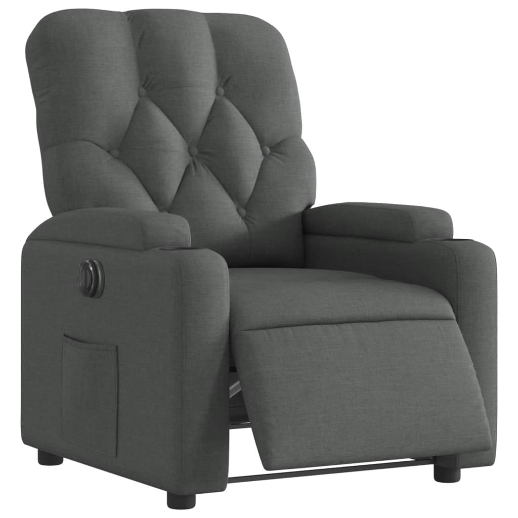 Fauteuil elektrisch verstelbaar stof donkergrijs