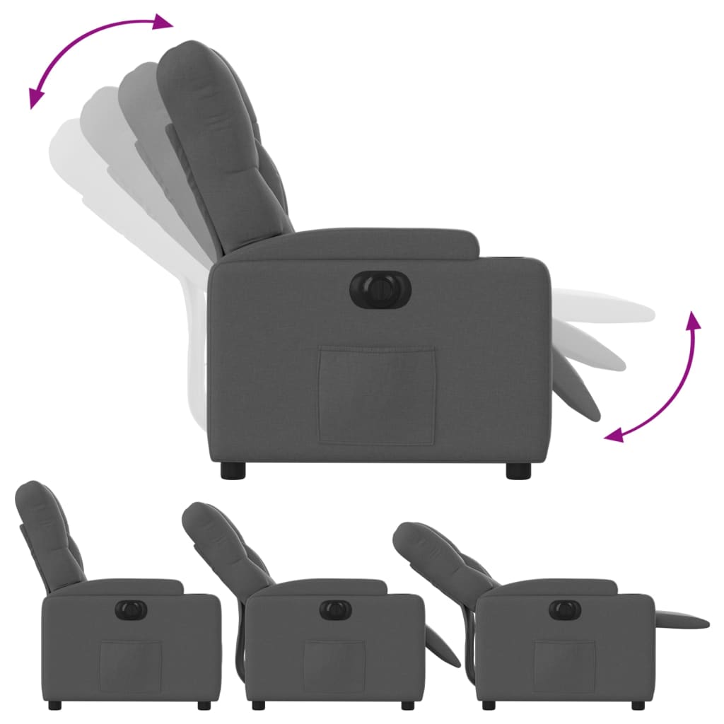 Fauteuil elektrisch verstelbaar stof donkergrijs