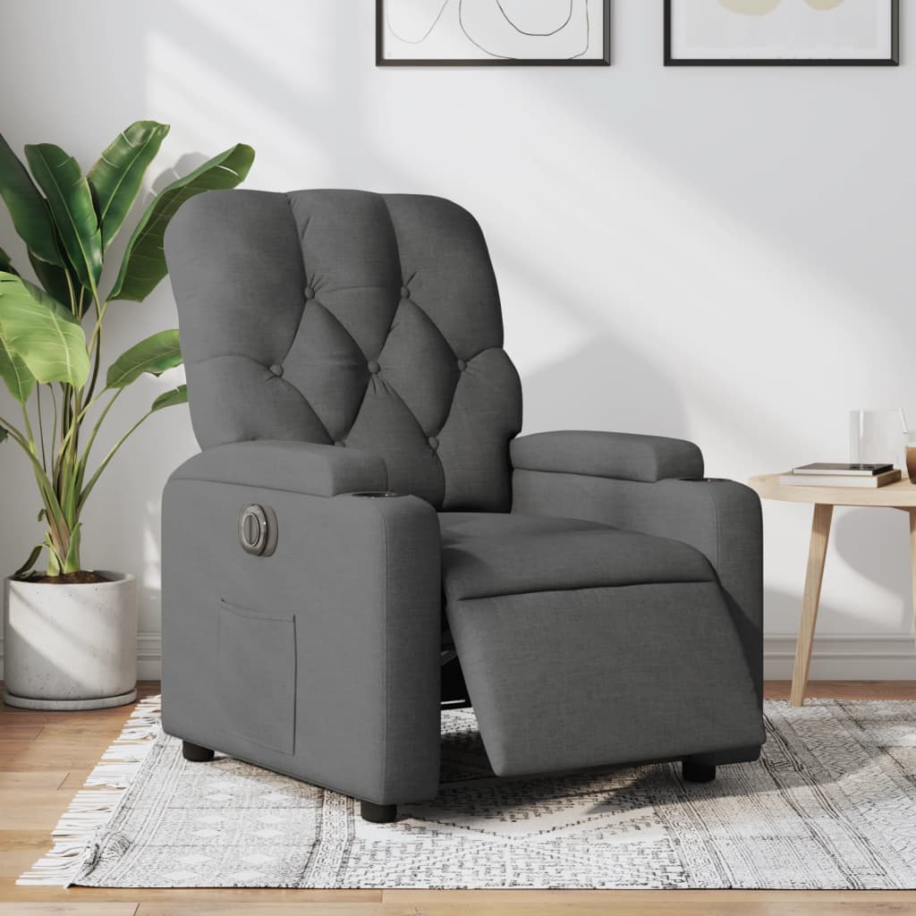Fauteuil elektrisch verstelbaar stof donkergrijs