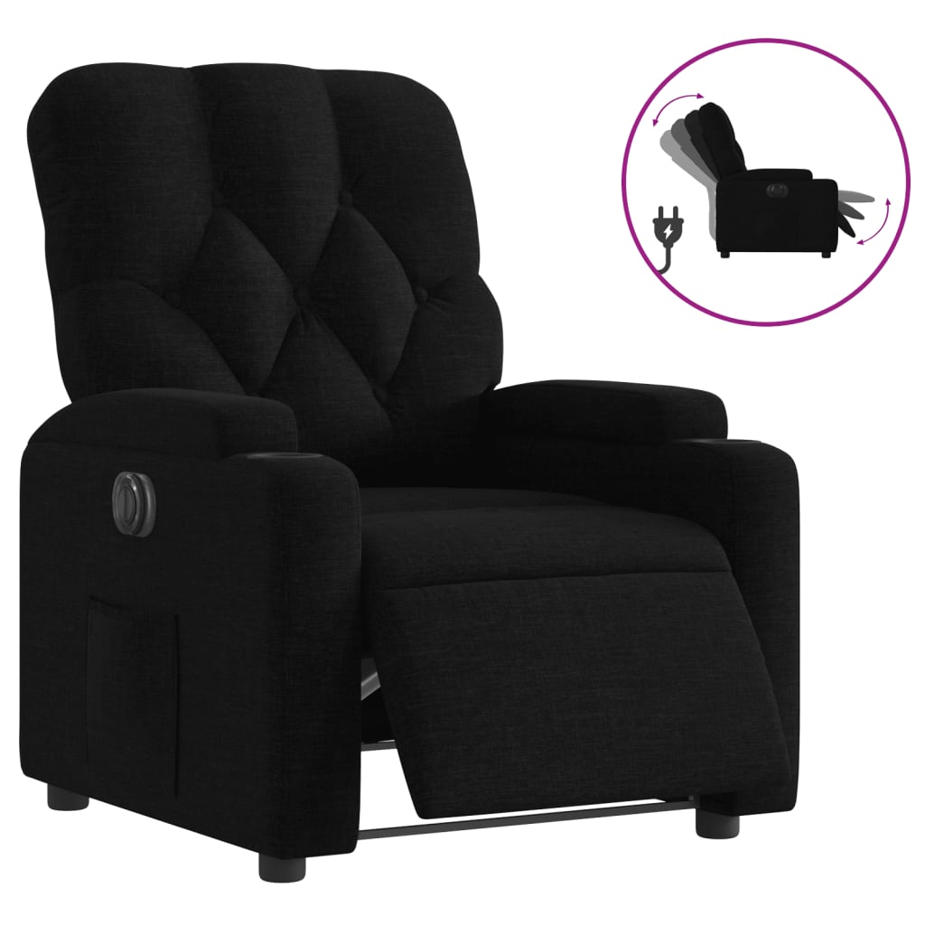 Fauteuil verstelbaar elektrisch stof zwart
