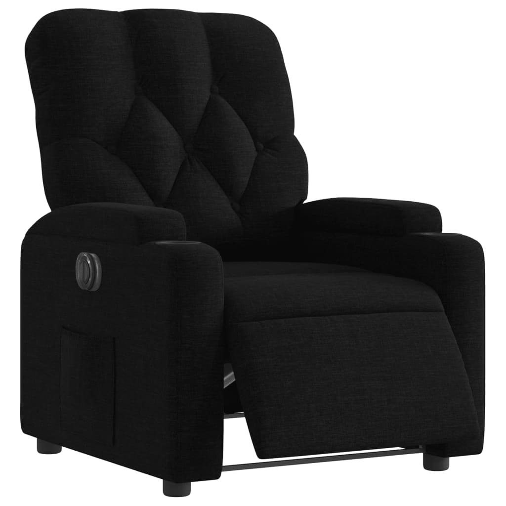 Fauteuil verstelbaar elektrisch stof zwart