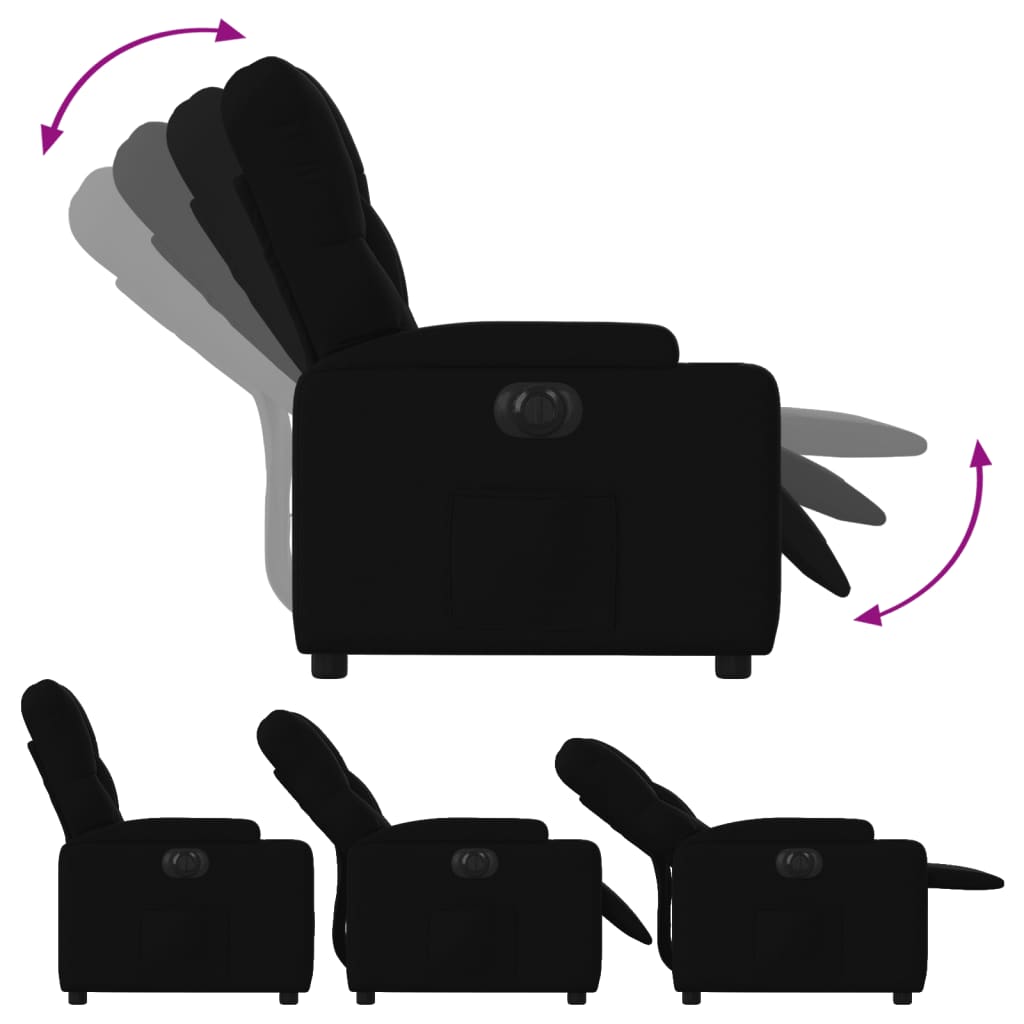Fauteuil verstelbaar elektrisch stof zwart
