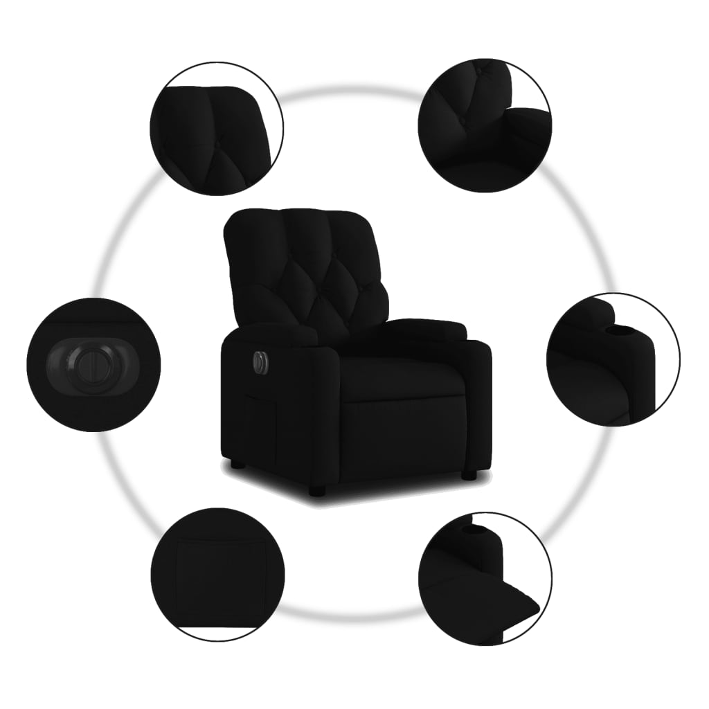 Fauteuil verstelbaar elektrisch stof zwart