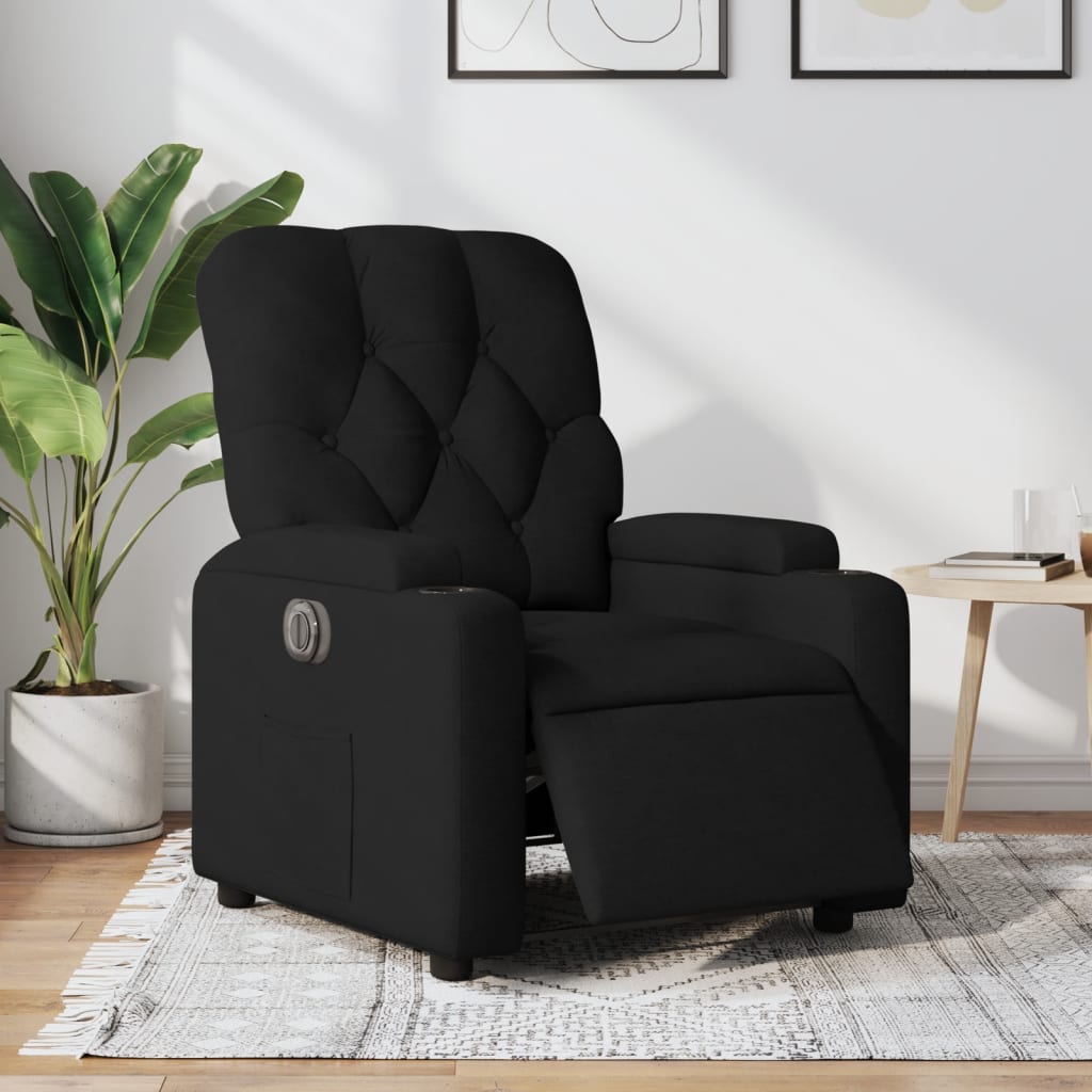Fauteuil verstelbaar elektrisch stof zwart