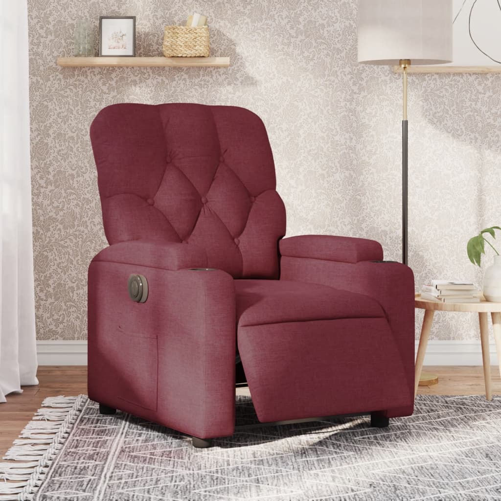 Fauteuil verstelbaar elektrisch stof wijnrood