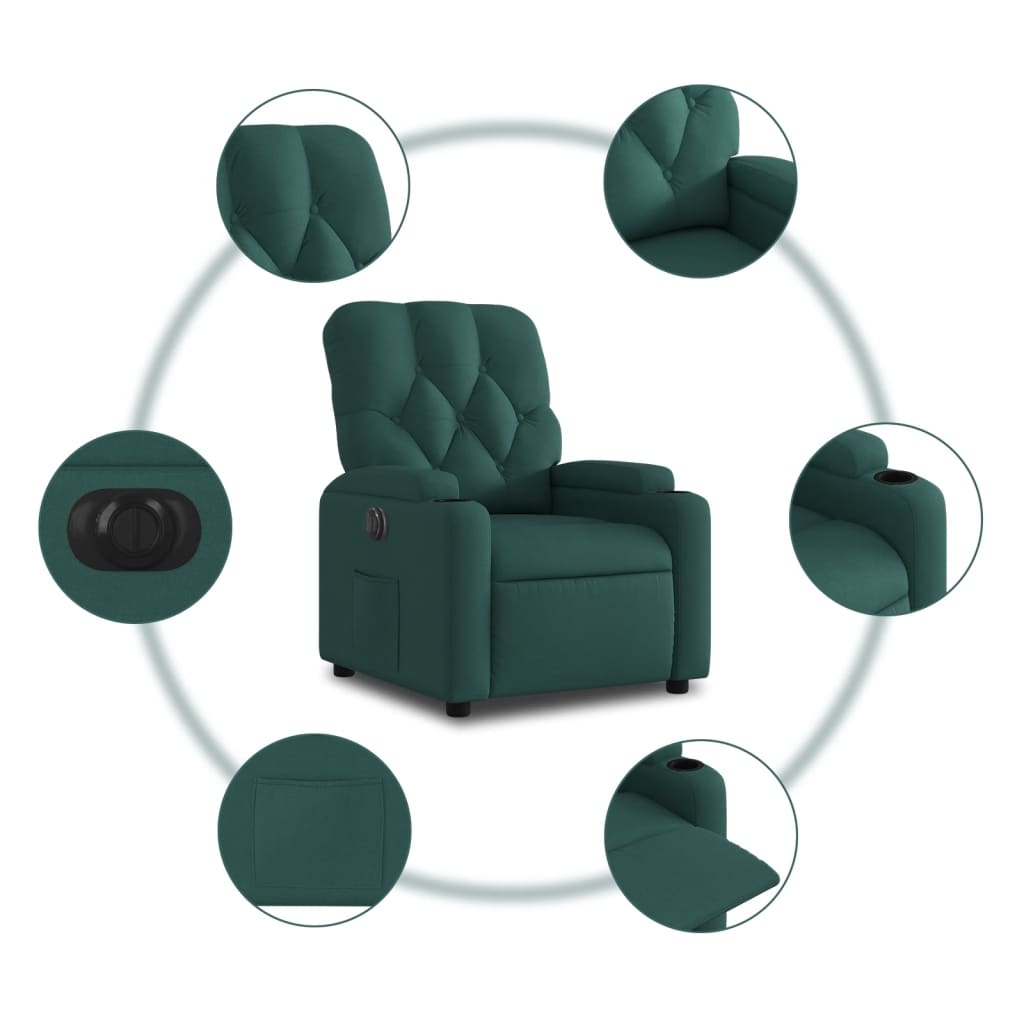 Fauteuil verstelbaar elektrisch stof donkergroen