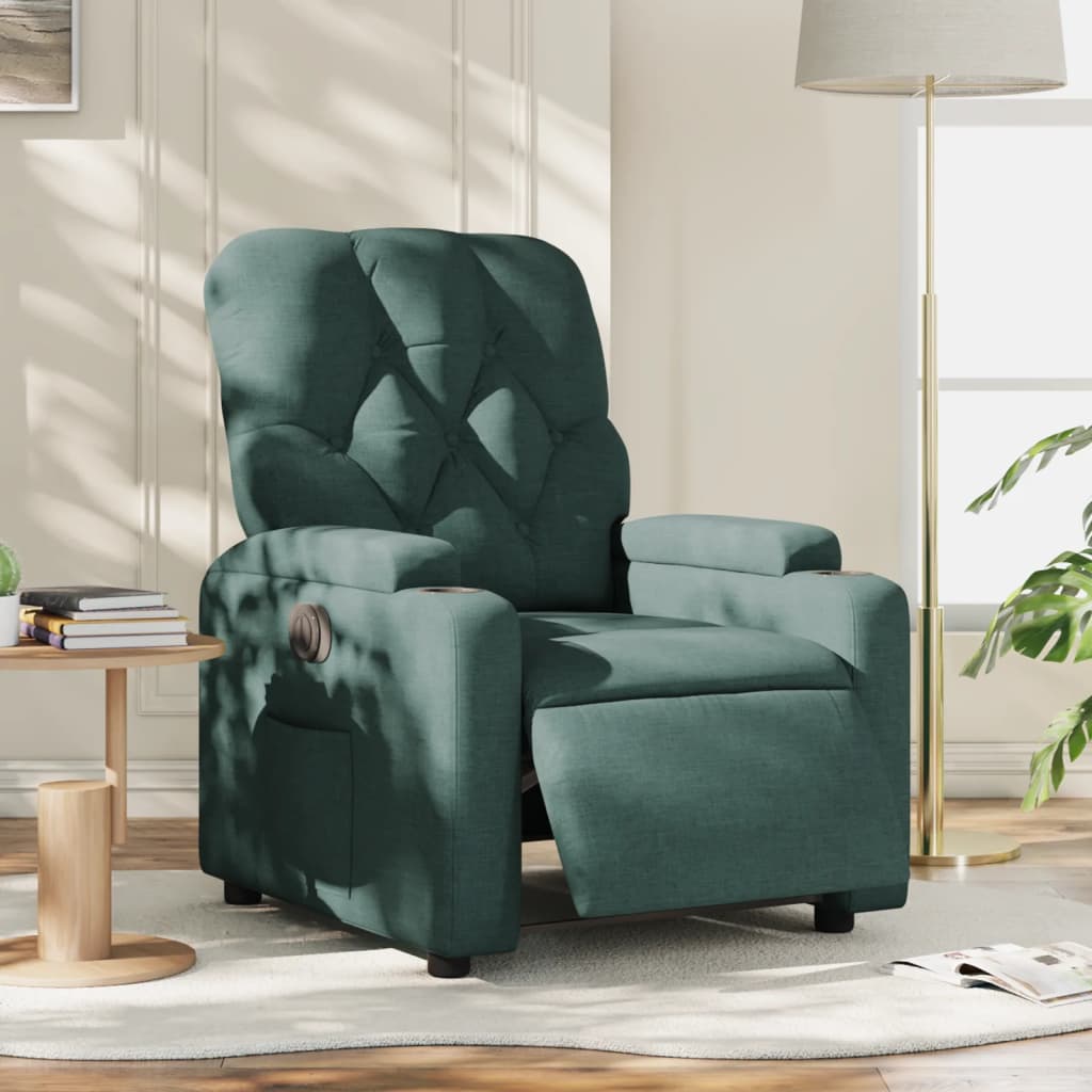 Fauteuil verstelbaar elektrisch stof donkergroen