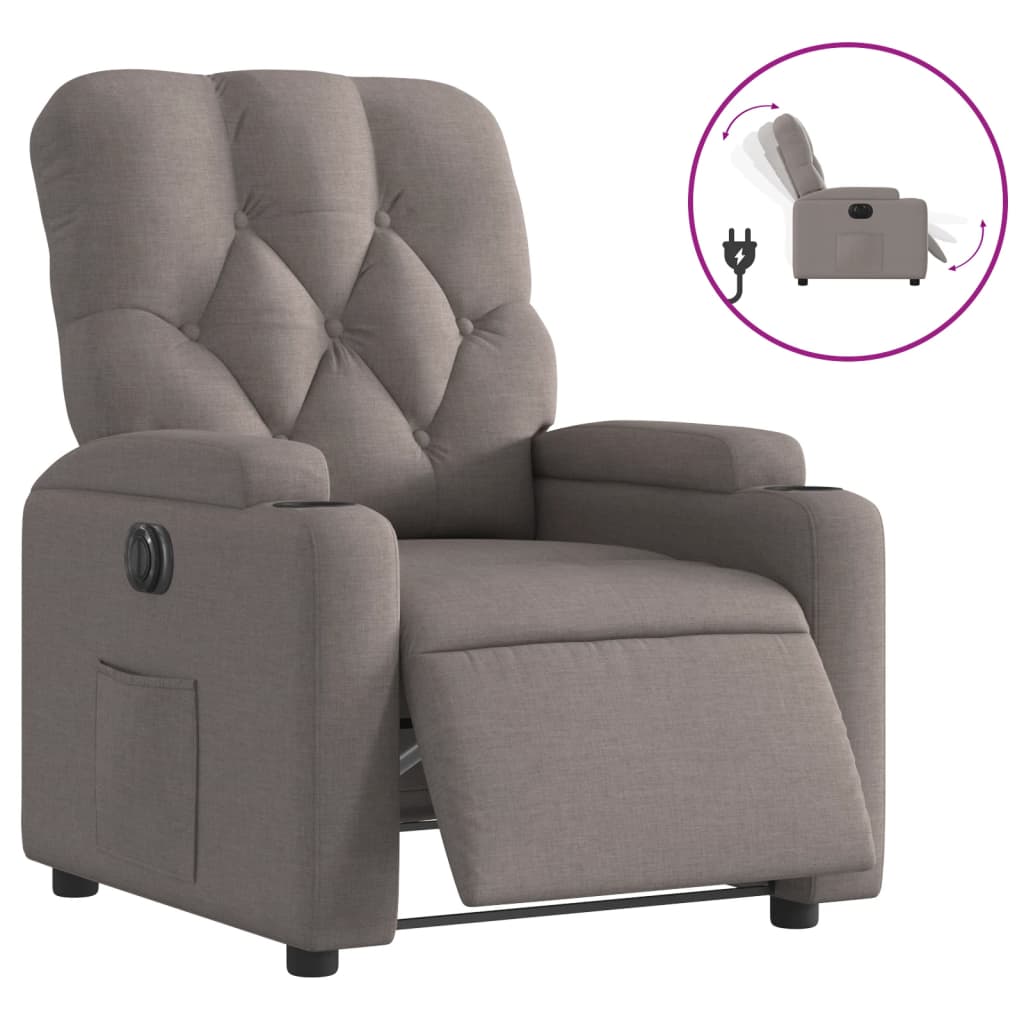 Fauteuil verstelbaar elektrisch stof taupe