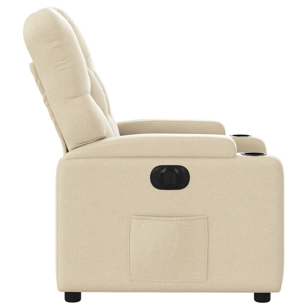 Fauteuil verstelbaar elektrisch stof crèmekleurig