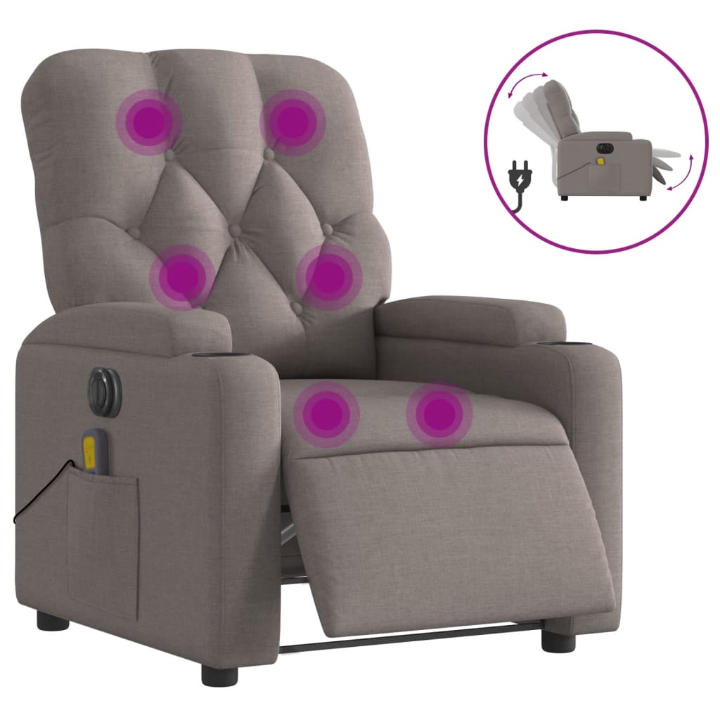 Massagestoel elektrisch verstelbaar stof taupe