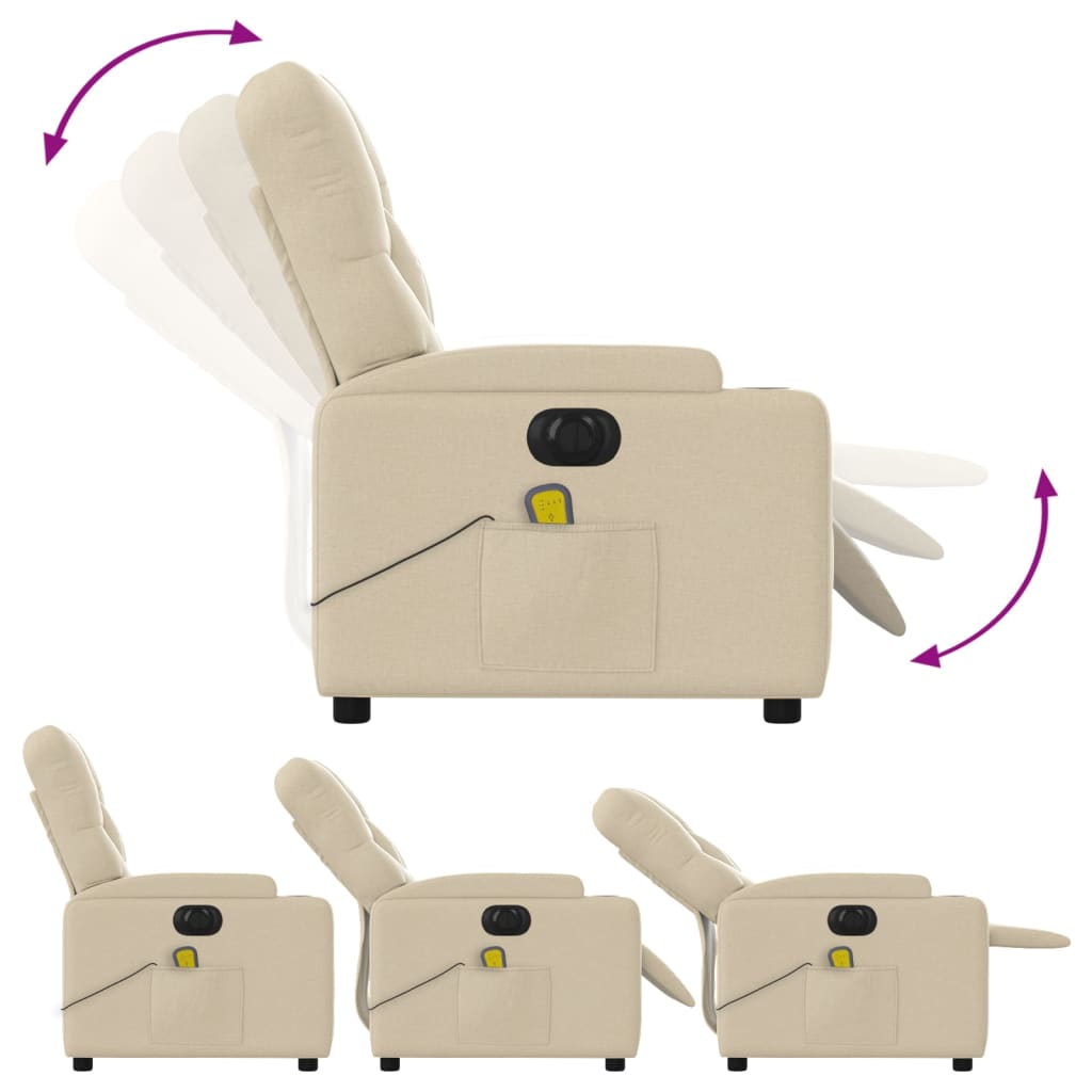 Massagestoel elektrisch verstelbaar stof crèmekleurig